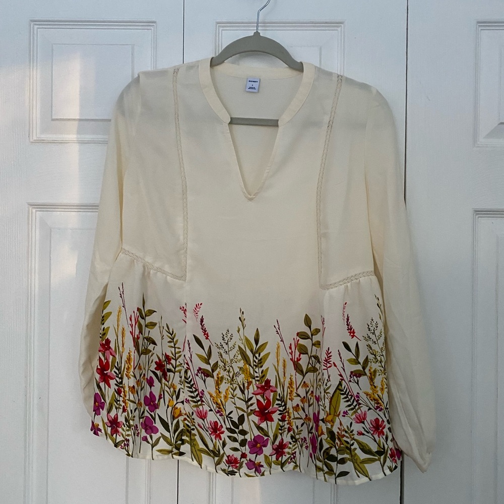 Cream floral blouse